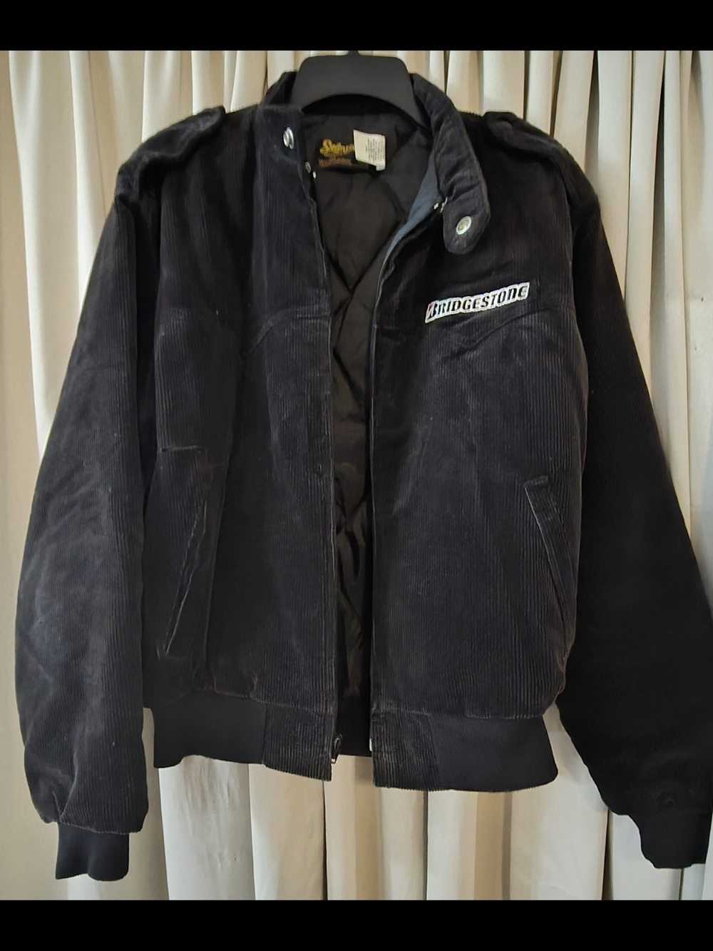 Swingster Bridgestone Black Corduroy Bomber Jacket - Men Made In USA